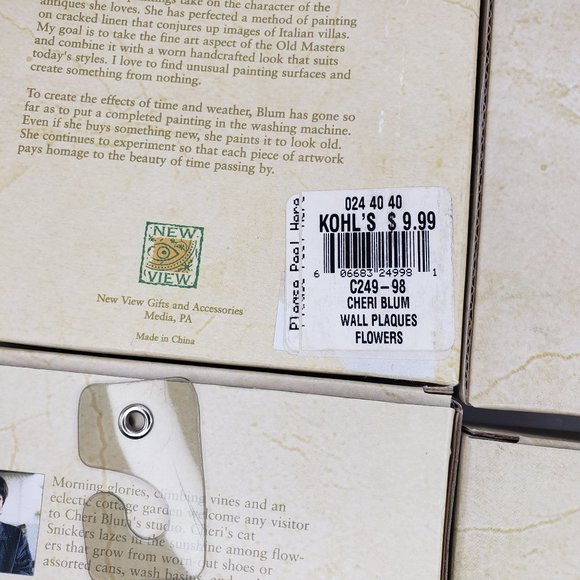 New View Cheri Blum Exotic Flowers Garden Wine Grapes Wall Plaque Decor Set of 4 - Picture 7 of 11